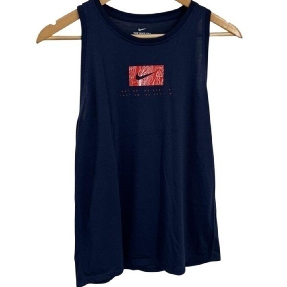 Nike Women Tank Top‎ Small Navy Blue Dri-FIT Graphic Logo Athletic Athleisure